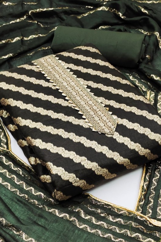 Fancy Chanderi Silk Lining Jacqaurd Salwar Suit For Women